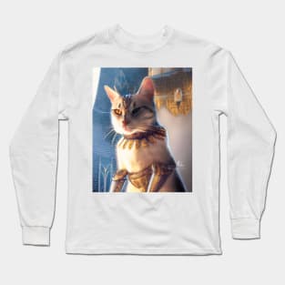 Golden armor knight cat: Cleo Long Sleeve T-Shirt